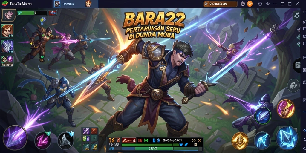 Gameplay seru BARA22 saat karakter bertempur di arena.