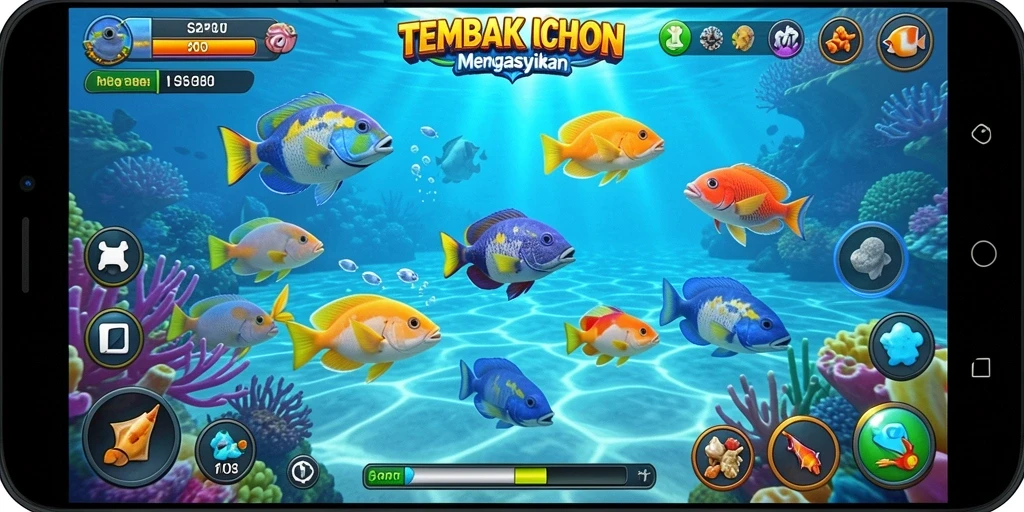 Tampilan gameplay H03 yang menarik saat menembak ikan di lautan.