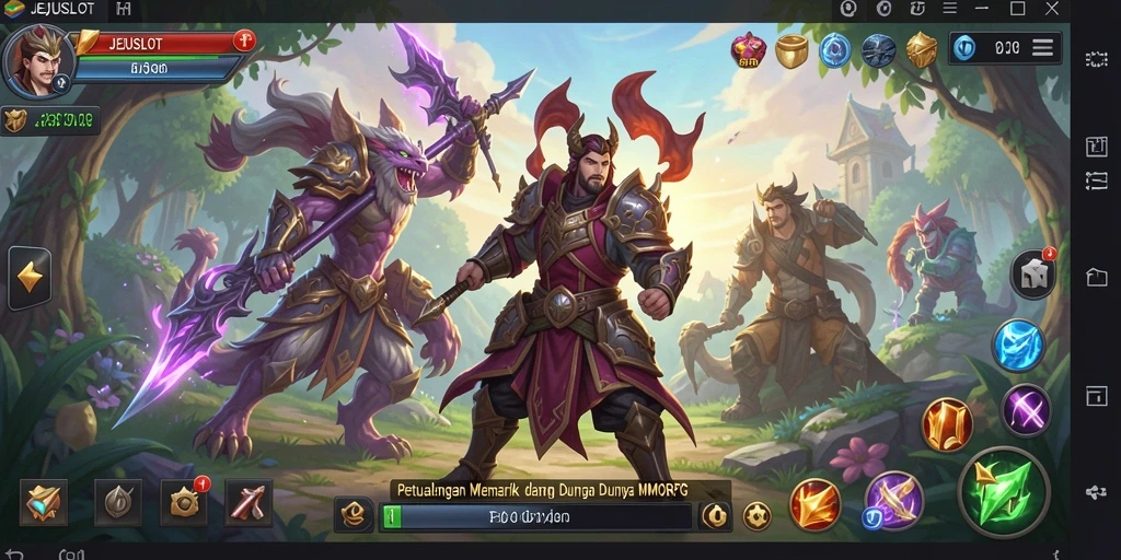 Screenshot menunjukkan aksi pertarungan epik dalam JEJUSLOT.