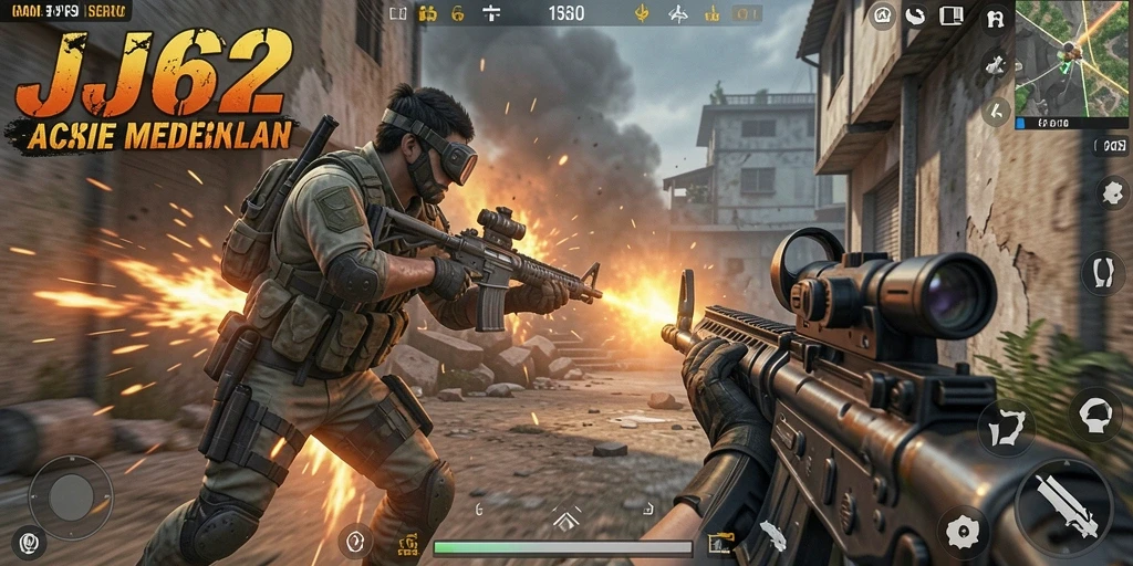 Tampilan gameplay dari JJ62 yang mendebarkan dan penuh aksi.
