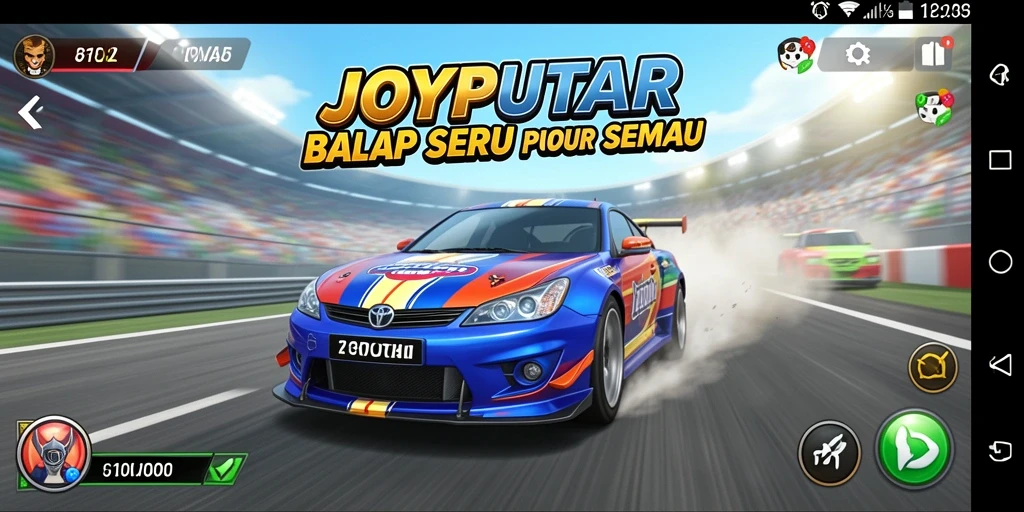 Screenshot gameplay JOYPUTAR menampilkan aksi balap yang mendebarkan dan grafis yang memukau.