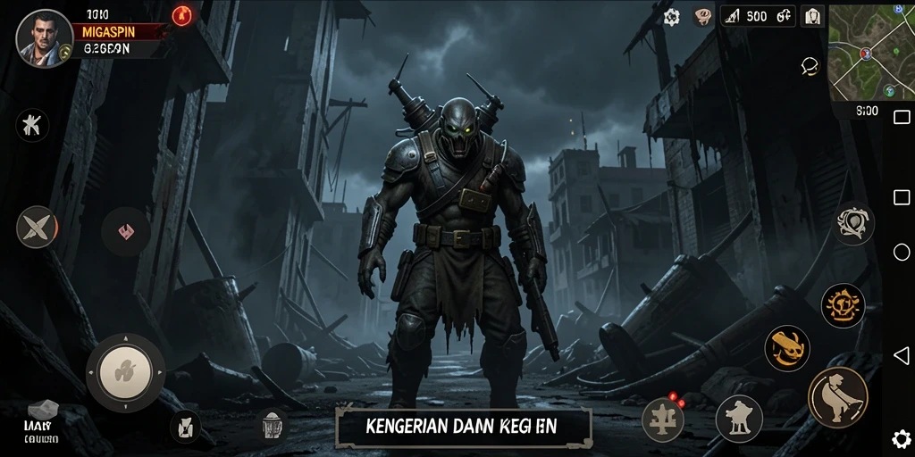 Tampilan gameplay MIGASPIN yang menggugah ketegangan horor.