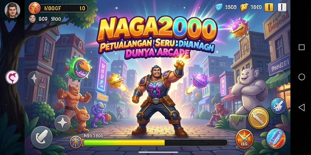 Tangkapan layar dari gameplay seru NAGA2000 dengan tantangan Arcade.