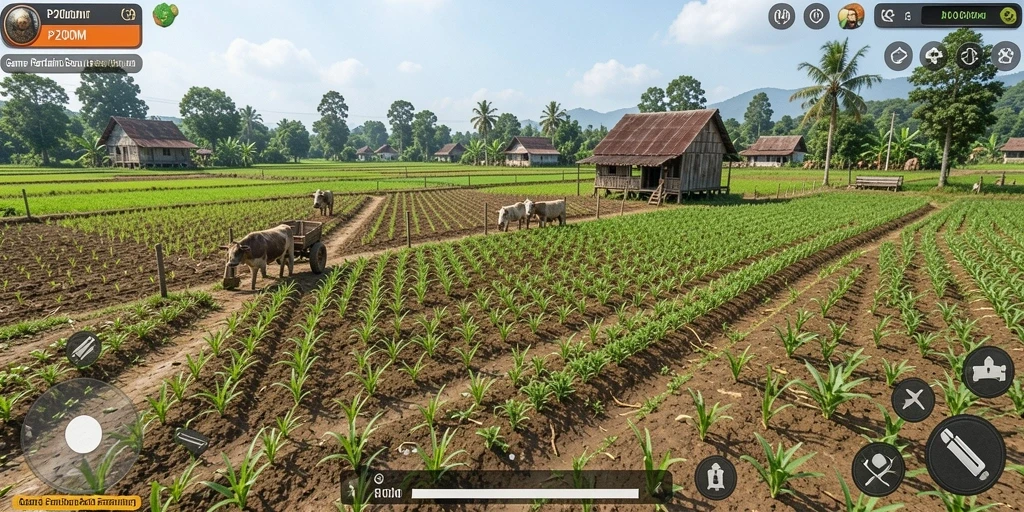 Gameplay P200M menunjukkan aktivitas bertani yang menarik.