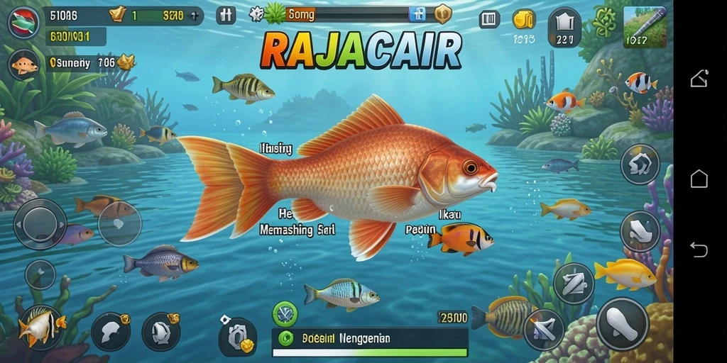 Tampilan gameplay RAJACAIR yang menarik dan menawan saat memancing.